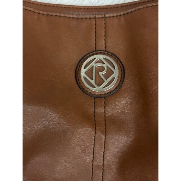Relic By Fossil Brown Faux Leather Tote Bag With Outer Pockets & Silver Logo Acc - Picture 4 of 16